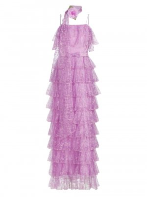 Многоярусное платье с рюшами, фиолетовый Rodarte