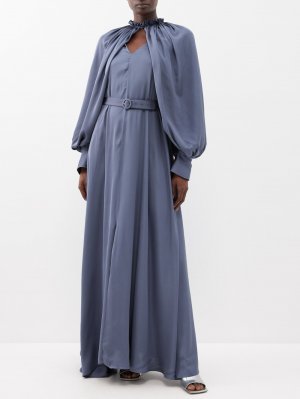 Атласное платье макси serenity с рукавами-накидкой , синий Palmer//Harding