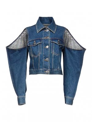 Джинсовая куртка с вырезами, украшенная кристаллами , цвет vintage indigo Area