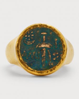 Мужское кольцо-монета в римском стиле из желтого золота 24 карат Gurhan