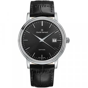 Наручные часы Classic 53009 3 NIN, серебряный, черный Claude Bernard. Цвет: черный/серебристый