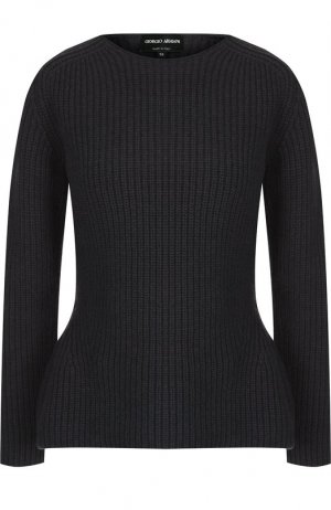 Вязаный шерстяной пуловер с круглым вырезом Giorgio Armani. Цвет: чёрный