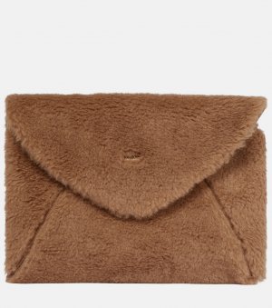 Клатч-конверт из верблюжьей шерсти и шелкового клатч , коричневый Max Mara