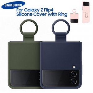 Оригинальный силиконовый чехол для Galaxy Z Flip4 с кольцом Flip 4, стильный чехол, полный защитный телефона Samsung