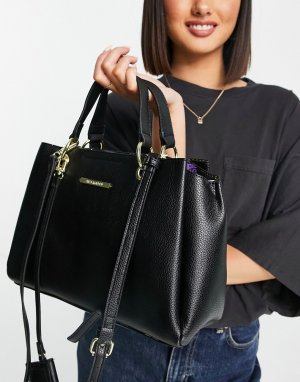 Черная сумка-портфель с отделением и замком-вертушкой -Черный цвет Steve Madden