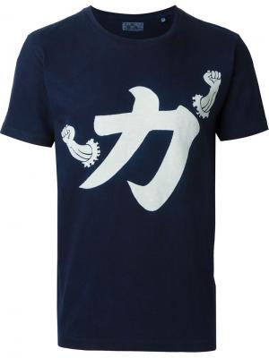 Футболка с японским иероглифом Blue Japan. Цвет: синий