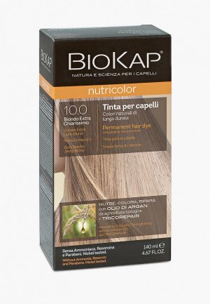 Краска для волос Biokap золотистый очень светлый блондин 10.0, 140 мл. Цвет: бежевый
