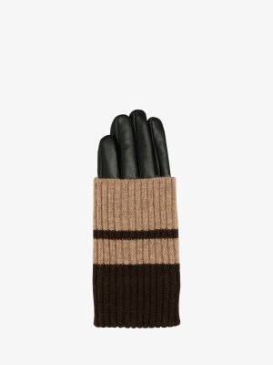 Кожаные перчатки с полосками лавады , арт коричневый/бежевый Unmade Copenhagen