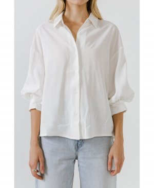 Женская рубашка с объемными рукавами , белый English Factory