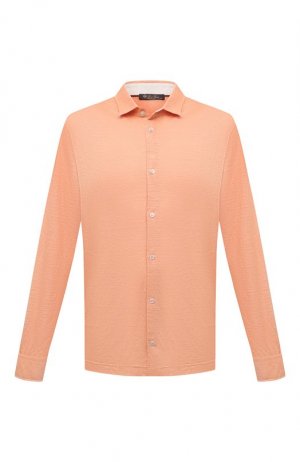 Льняная рубашка Loro Piana. Цвет: оранжевый