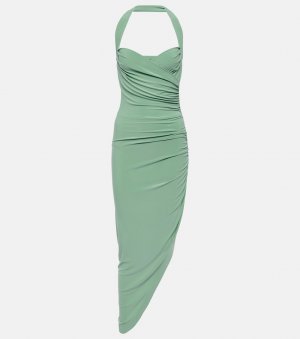 Платье миди асимметричного кроя cayla с воротником-халтером , зеленый Norma Kamali