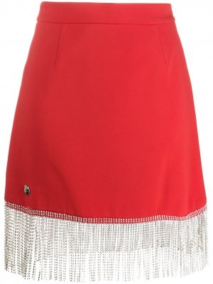 Декорированная юбка с бахромой Philipp Plein. Цвет: красный
