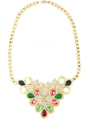 Массивное ожерелье с кристаллами и цирконием Christian Dior Vintage. Цвет: металлический