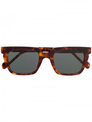 Солнцезащитные очки в квадратной оправе черепаховой расцветки LeQarant. Цвет: коричневый
