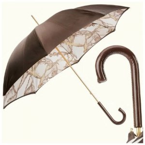 Зонт-трость Pasotti 58152-2 V Bridles Print (Зонты) ( Италия). Цвет: коричневый/белый/бежевый/золотистый