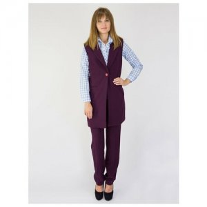 Жилет , удлиненный, классический стиль, силуэт полуприлегающий, карманы, размер (46)164-92-98, фиолетовый KiS. Цвет: фиолетовый