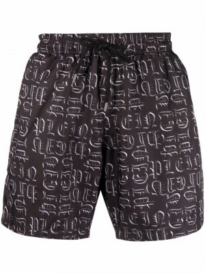 Плавки-шорты с логотипом Philipp Plein. Цвет: черный