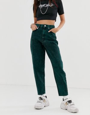 Зеленые джинсы бойфренда со свободными штанинами и эффектом кислотной стирки -Зеленый ASOS DESIGN