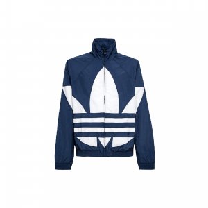 Originals Trefoil Big Logo Full Zip Stand Collar Loose Sports Jacket Men Jackets Blue FM9894 Adidas