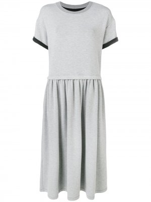 Расклешенное платье с короткими рукавами MM6 Maison Margiela. Цвет: серый