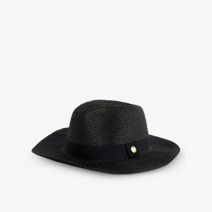 Шляпа-федора из бумаги с гравированной пряжкой , черный Melissa Odabash