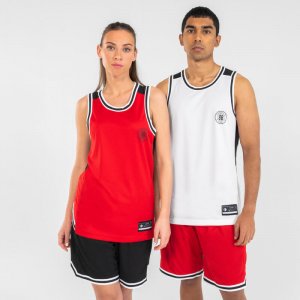 Женская/мужская двусторонняя баскетбольная майка без рукавов ‒ T500 белый/красный TARMAK, цвет weiss Tarmak