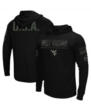 Мужская черная футболка с длинным рукавом капюшоном west virginia mountaineers oht в стиле милитари Colosseum, черный