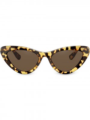 Солнцезащитные очки в оправе кошачий глаз черепаховой расцветки Miu Eyewear. Цвет: коричневый
