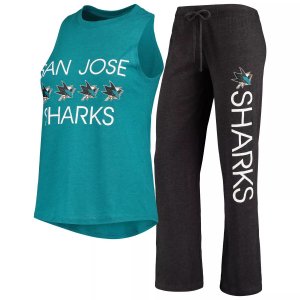 Женский комплект для сна с майкой и брюками San Jose Sharks Meter Sport, бирюзовый/черный Unbranded