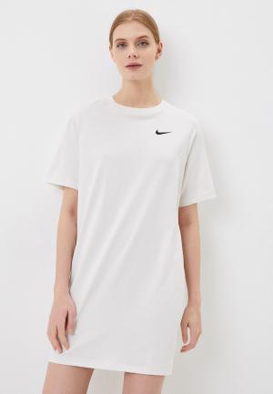 Платье Nike W NSW SWSH SS DRESS. Цвет: бежевый