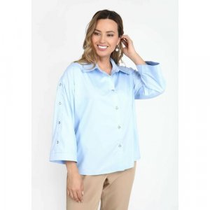Блуза , повседневный стиль, размер 48, голубой EL. Цвет: голубой