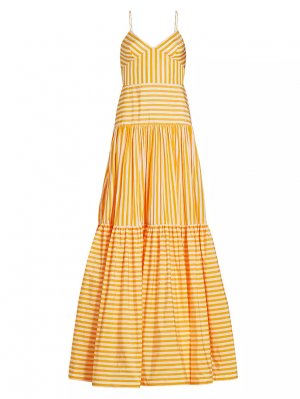 Многоярусное платье из тафты в полоску , цвет tangerine Lela Rose