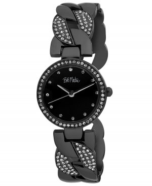 Часы-браслет из черного сплава с переплетенными кристаллами унисекс, 26 мм , черный Bob Mackie