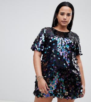 Sequin t-shirt dress in multi Missguided Plus. Цвет: мульти