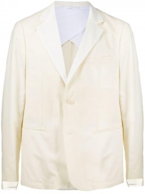 Однобортный пиджак с контрастным воротником Maison Flaneur. Цвет: белый