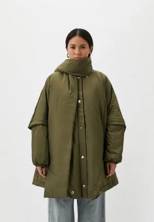 Куртка утепленная и шарф Nina Ricci. Цвет: хаки
