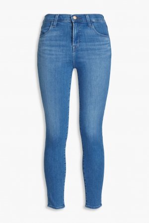 Укороченные джинсы скинни с эффектом потертости и высокой посадкой, средний деним J BRAND