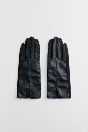 Перчатки из искусственной кожи с подкладкой befree. Цвет: черный