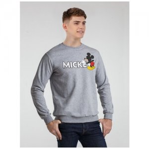 Свитшот Mickey Mouse, серый меланж, размер XL Disney. Цвет: серый