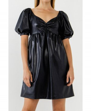 Женское мини-платье из искусственной кожи , черный English Factory