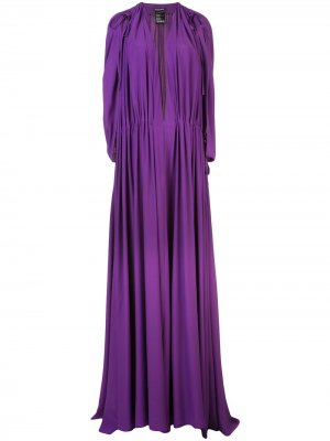 Плиссированное платье-туника с V-образным вырезом Ann Demeulemeester. Цвет: фиолетовый