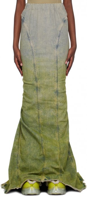 Moncler темно-серо-зеленая джинсовая макси-юбка Rick Owens