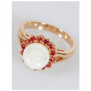 Кольцо помолвочное , жемчуг Swarovski синтетический, размер 19, белый Lotus Jewelry. Цвет: белый