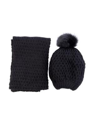 Комплект: шапка + шарф Bijoux Land. Цвет: черный