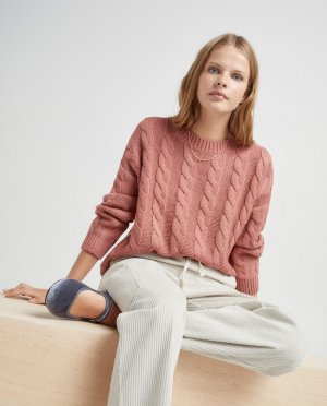 Женский базовый плетеный свитер , розовый Green Coast. Цвет: розовый