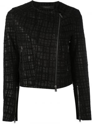 Байкерская куртка с вышивкой Federica Tosi. Цвет: чёрный