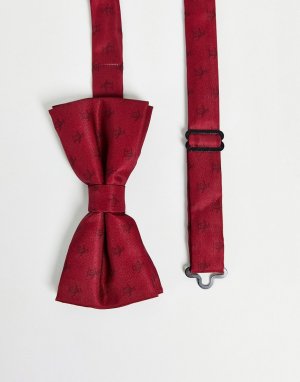 Красный атласный галстук-бабочка с тисненым логотипом Original Penguin