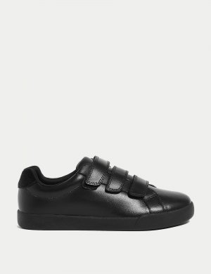 Детские кожаные школьные туфли с риптейпом (13 маленьких - 9 больших) , черный Marks & Spencer