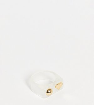 Белое полимерное кольцо с золотым шариком и сердцем DesignB Curve-Белый London Curve
