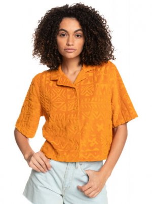 Укороченная Рубашка Nomad Culture QUIKSILVER. Цвет: оранжевый